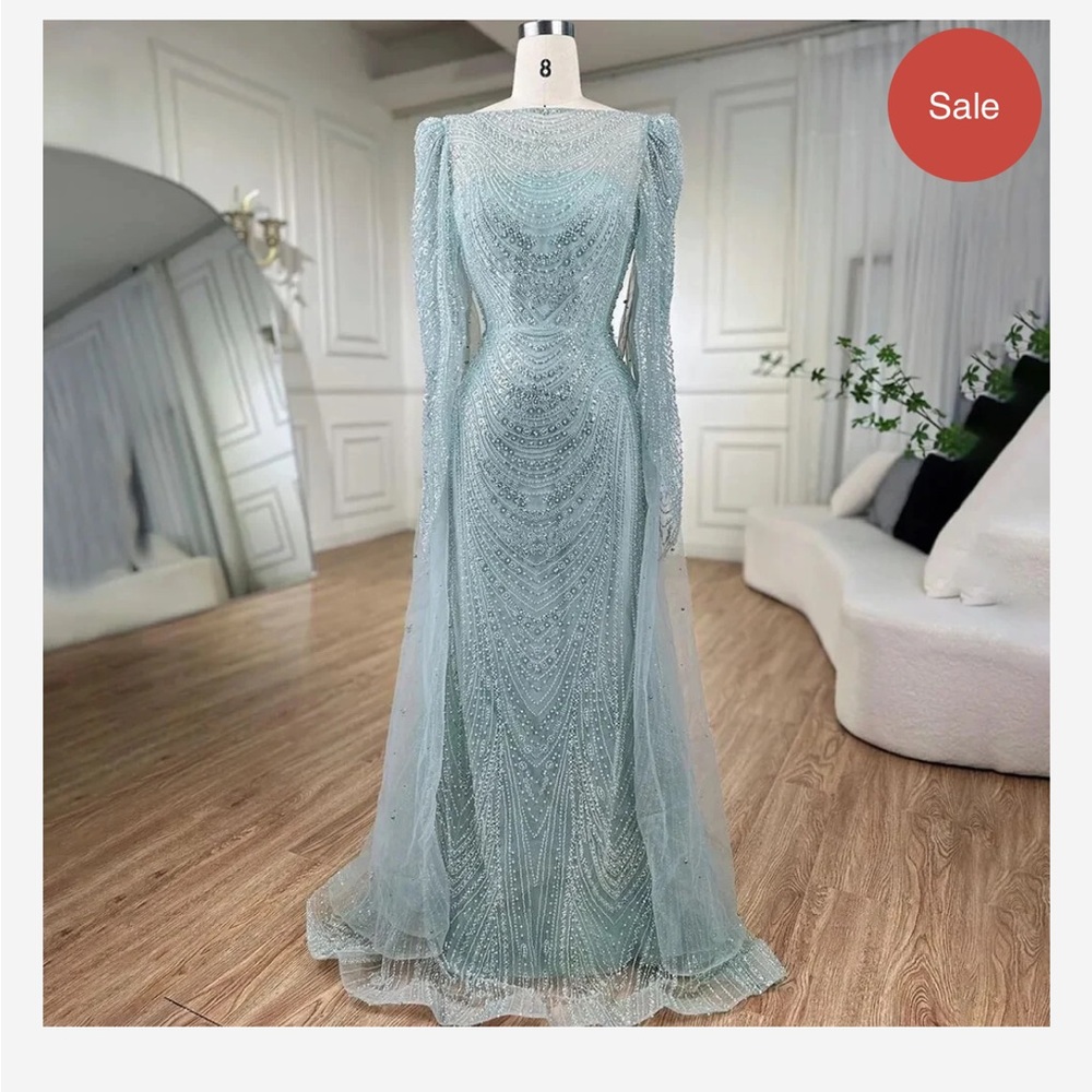 Serene Hill Turquoise Cap Sleeve Gown